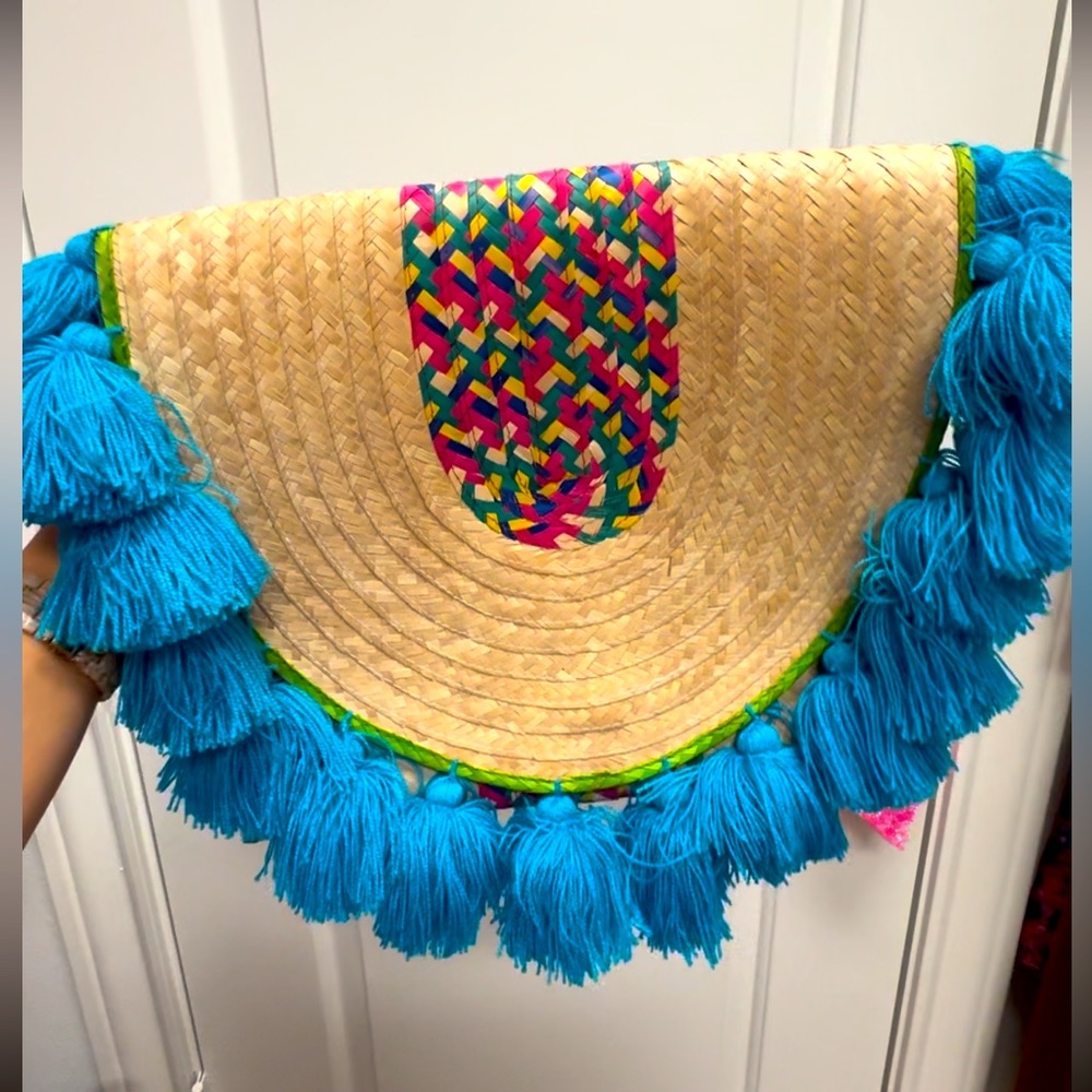Handmade Straw Pom Pom oversized clutch